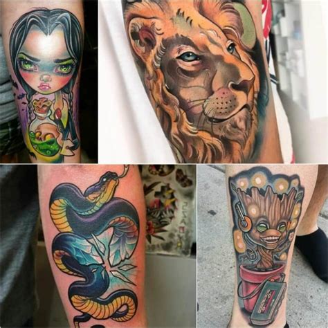 Wash the tattoo and the area around the tattoo in the shower with a mild antibacterial soap and warm water. New School Tattoos - Tattoos with Heavy Outlines