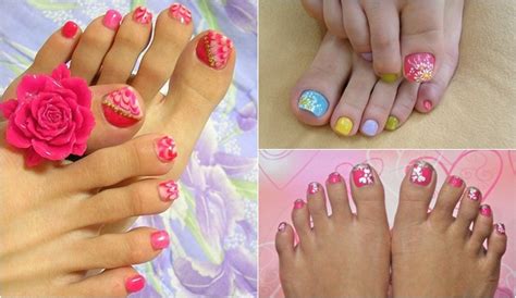 El esmalte de uñas y los diseños asociados con el esmalte de uñas se aplican si se desea. Uñas de los pies decoradas - Fashion