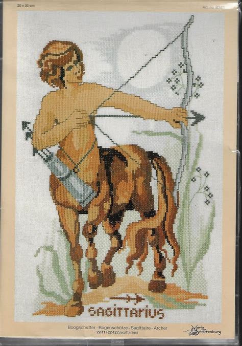 Kit includes 27ct evenweave fabric, fibers, needles, and. Rare Sagittarius The Archer Maria Van Scharrenburg Counted ...