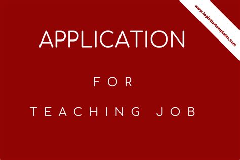 How to present yourself on a job application. Application Letter For Teacher Job For Fresher - Letter