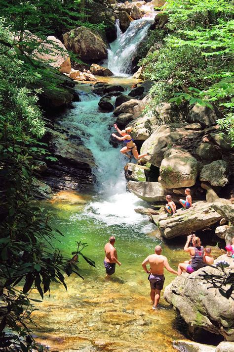 , camping in the north carolina mountains Skinny Dip Falls on the Blue Ridge Parkway near Asheville ...