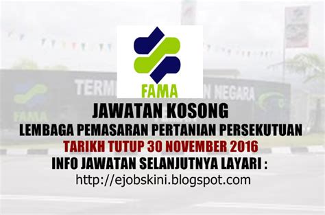 Permohonan jawatan kosong lembaga pemasaran pertanian persekutuan (fama). Jawatan Kosong Lembaga Pemasaran Pertanian Persekutuan ...