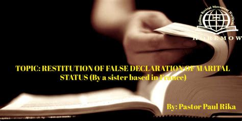 The main reason for its decline is because including your marital status on your cv opens many doors for discrimination and prejudice; RESTITUTION OF FALSE DECLARATION OF MARITAL STATUS (By a ...