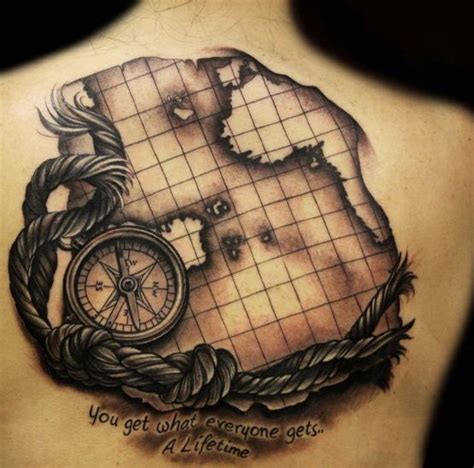 Finding the design you want for your wedding ring tattoo isn't the hard part—it's finding the reputable, experienced, licensed tattoo artist to ink your wedding ring tattoo. Nice Map With Compass And Knot Rope Tattoo - Tattoo Maze