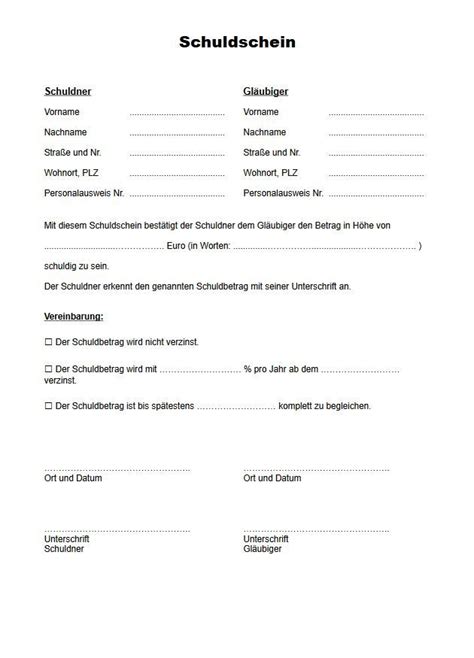 Laden sie einfach den kostenlosen und einfach zu bedienenden pdf24 creator herunter und installieren sie das programm. Schuldschein Vorlage kostenlos zum Download | Schuldschein ...