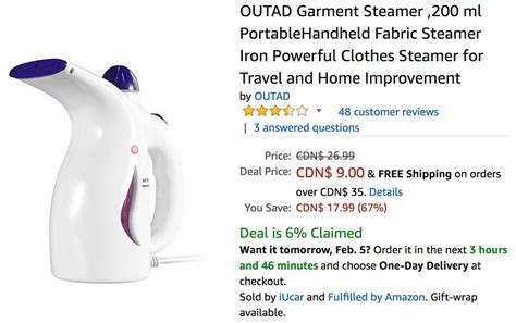Check spelling or type a new query. Amazon Canada Deals: Save 67% on OUTAD Garment Steamer ...