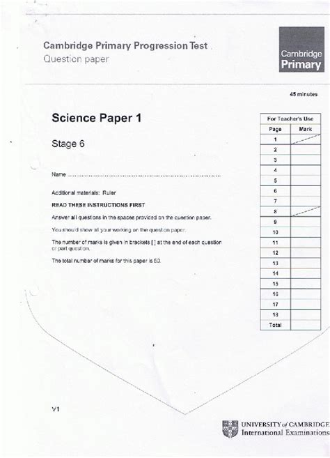 These sheets are horizontal, with either 6 or 8 1 rows. Primary Paper Pdf : Pdf Cambridge International ...