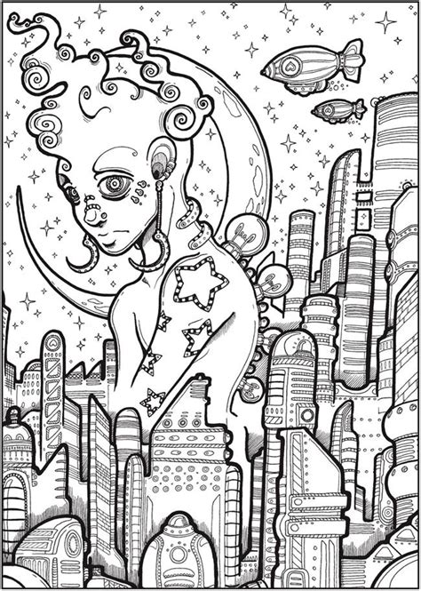 Here's a list of the best unique, easy and advanced coloring pages for adults. Creative Haven Futuristic Worlds Coloring Book | Dover ...