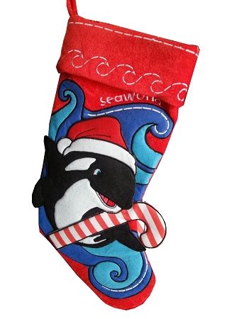 How would you customize your holiday stocking post? Sea World Christmas Stocking - Shamu Santa with Candy Cane-C