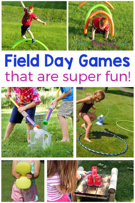 These ideas and activities are great for preschool and elementary ages. Field day games and activities for kids. Outdoor party ...