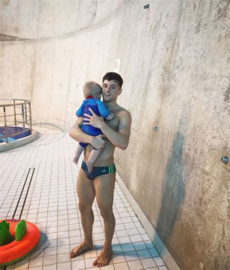 The olympic diver welcomed a son with husband lance black in june. Tom Daley and Dustin Lance Black take son for first swim