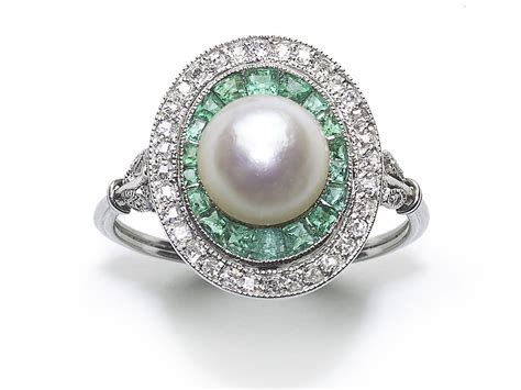 Maybe you would like to learn more about one of these? Antique Art Deco Platinum Pearl Emerald & Diamond Target ...
