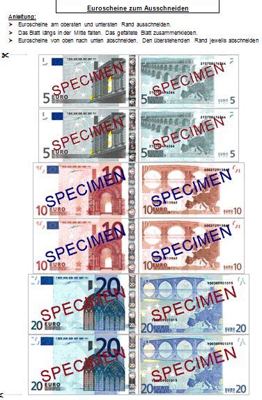 Euroscheine ausschneiden spielgeld zum ausdrucken. Spielgeld und Rechengeld zum Drucken und Ausschneiden ...