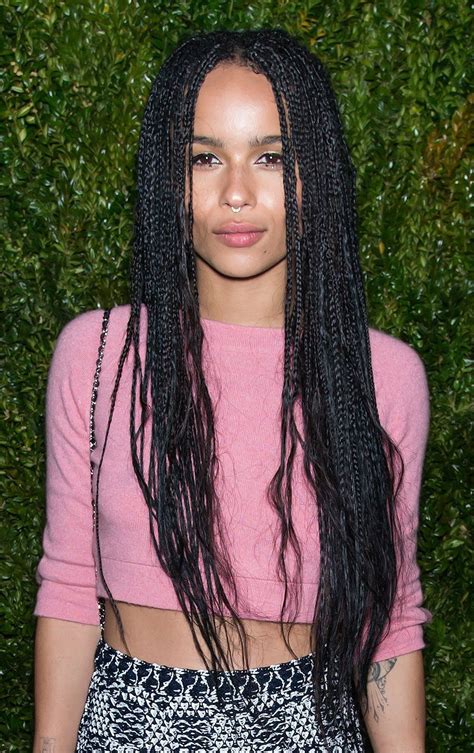 Tie them, along with a few additional strands of hair into a simple half bun. Zoë Kravitz - Photos | Box braids, Zoe kravitz and Locs