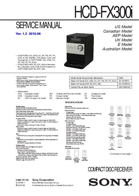 Micro hi fi component system. SONY HCD-FX300I VER-1.2 SM Service Manual download ...