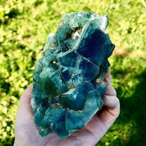 Large Dark Green Cubic Fluorite Crystal Cluster with Druzy Light Green ...