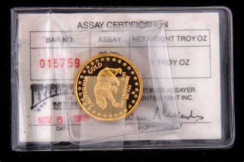 California Gold Coin, 1 Troy Oz