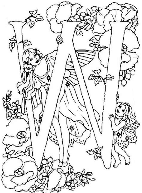 Children will love coloring these delightful renderings of fairies frolicking in a rich garden of beautiful flowers. Collection Of Fairy Alphabet Coloring Pages | Fairy ...