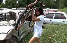 car destruction female