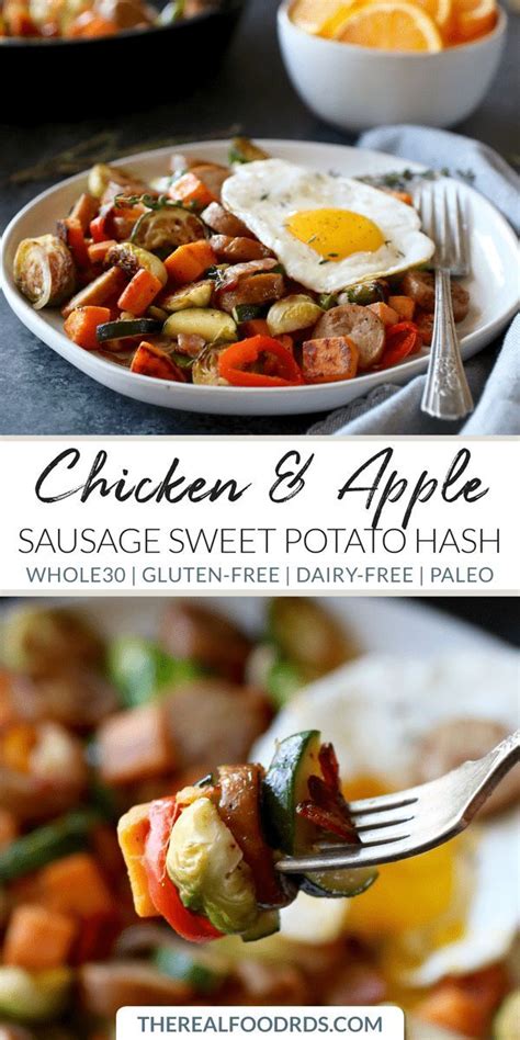 This chicken apple sausage recipe teaches you how to make and how to cook healthy breakfast sausage made with granny smith apples, bacon, and nutmeg. Chicken & Apple Sausage Sweet Potato Hash | Recipe | Real Food Breakfast Recipes | Healthy ...
