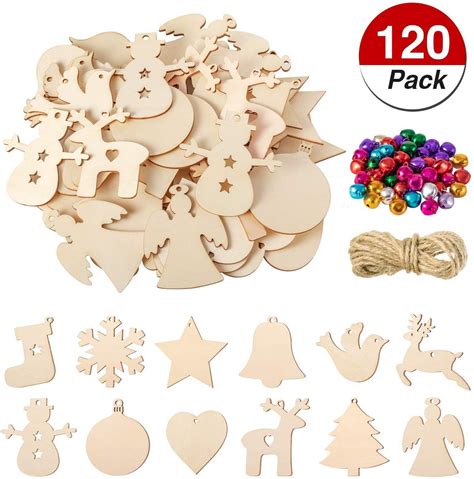 120 Pieces 12 Styles Unfinished Wooden Christmas Cutouts | Christmas cutouts, Hanging ornaments ...