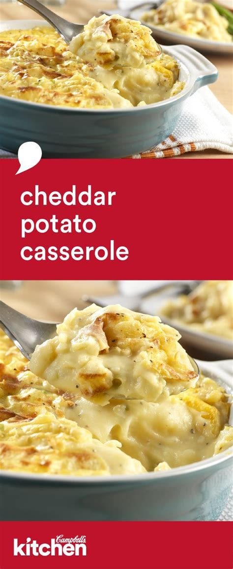 Macaroni and cheese soup is a warm and creamy soup version of the classic beloved dish, complete with breadcrumb topping. Cheddar Potato Casserole Recipe | Campbell's Kitchen ...