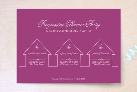 Planning your transitions ahead of time will alleviate confusion later on. Progressive Dinner Party Party Invitations by swee... | Minted