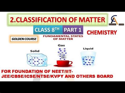 Matter is classified as a mixture if there are different types of particles present. Class 8th classification of matter part 1 for foundation ...