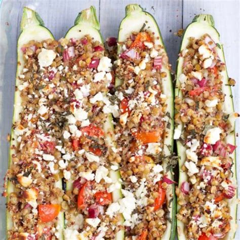 These vegetarian stuffed zucchini boats filled with greek lentils are the ultimate meatless dinner idea to use up that end of summer produce. Vegetarian Stuffed Zucchini Boats - Jessica Levinson, MS ...