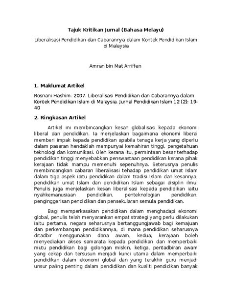 Jurnal pendidikan bahasa dan sastra other names: Contoh artikel: Ringkas Contoh Artikel Bahasa Melayu