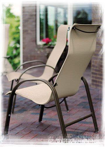 This is a pretty simple technique that can be used to bring sling back chairs back to life without sewing using fabric that is intended for outdoor use, outd. Homecrest's Palisade Sling High Back Dining Chair. While ...