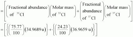 The average atomic mass of the given sample of chlorine is 35.46 u. Question 1.9 Calculate the atomic mass (average) of ...