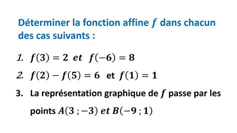 Exercice 3 : Déterminer l'expression d'une fonction affine - 3eme année ...