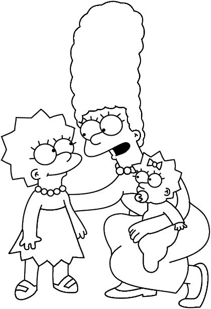 Desenho simpson para colorir / desenhos: Desenho para colorir de Marge Simpson e suas filhas