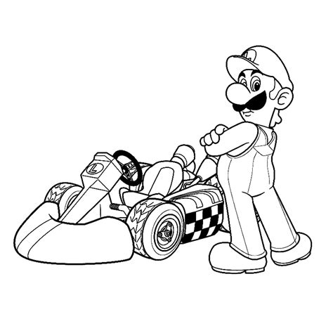 Super mario bros kleurplaten leuk voor kids. Leuk voor kids - Mario bij zijn kart