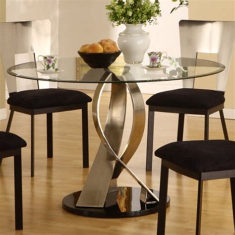 Dining table with clear tempered glass top, 3 chrome legs round table for 2 or 4 person, modern round glass kitchen table furniture for home office kitchen dining room (w 35.4 x l 35.4 x h 29.5 inch) 4.5 out of 5 stars. Twisted Satin Table With Round Glass Top / design bookmark #13216