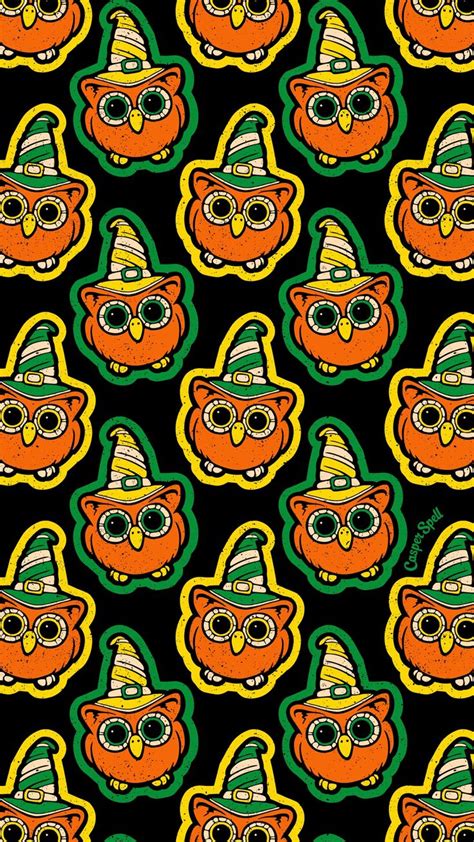 Uit het assortiment sinds 1 maart 2016 Witchy Owl Pattern by Casper Spell | Drawings of friends, Halloween wallpaper, Witchy wallpaper