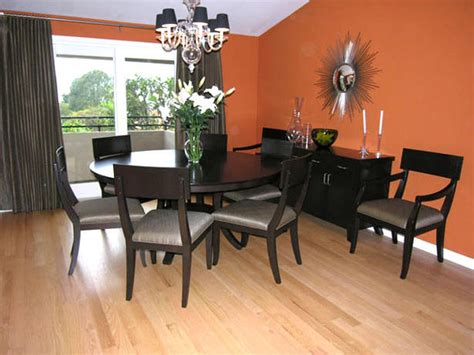 Kitchen & dining room furniture. modern house: modern dining room in orange color