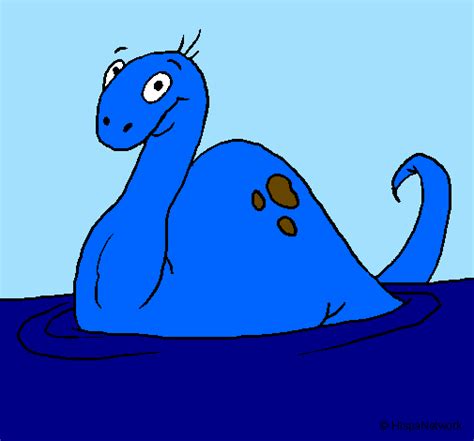 Nessie monster coloring vector illustration. Colored page Loch Ness monster's girlfriend painted by Jonan