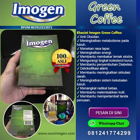 Karena manfaatnya yang luar biasa terutama buat diet membuat green coffee cepat populer terutama dikalangan wanita yang senantiasa mau tampil sempurna. Imogen Green Coffee Asli Minuman Diet Penurun Berat Badan ...