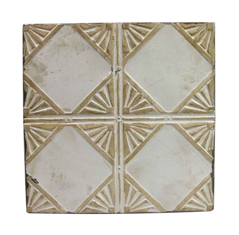 Large antique tin ceiling tile. Tan & White Art Deco Antique Tin Ceiling Panel | Olde Good ...