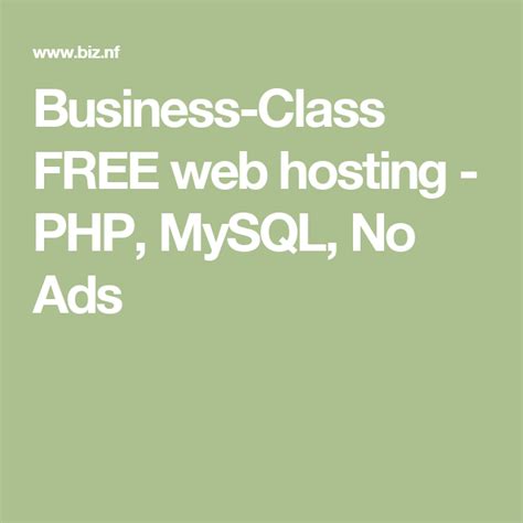 Get free php web hosting with full mysql database support and absolutely no ads. Business-Class FREE web hosting - PHP, MySQL, No Ads ...