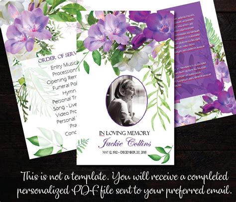 The program is presented here. Personalized Funeral Program | Funeral Program | Memorial Program | Celebration of Life | Purple ...