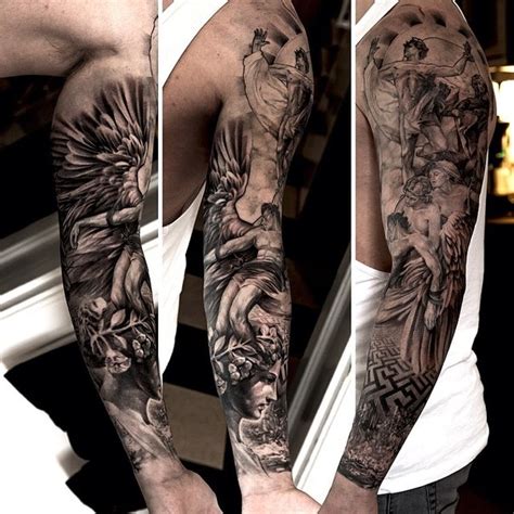 Amazing male full sleeves religious tattoo. Labirynth Religious tattoo sleeve | Best Tattoo Ideas Gallery