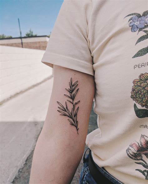 In addition, some have told us that death can be beautiful so the rose with this image is a way to represent the beautiful. #rosemary #rosemarytattoo #herbtattoo #botanical tattoo # ...