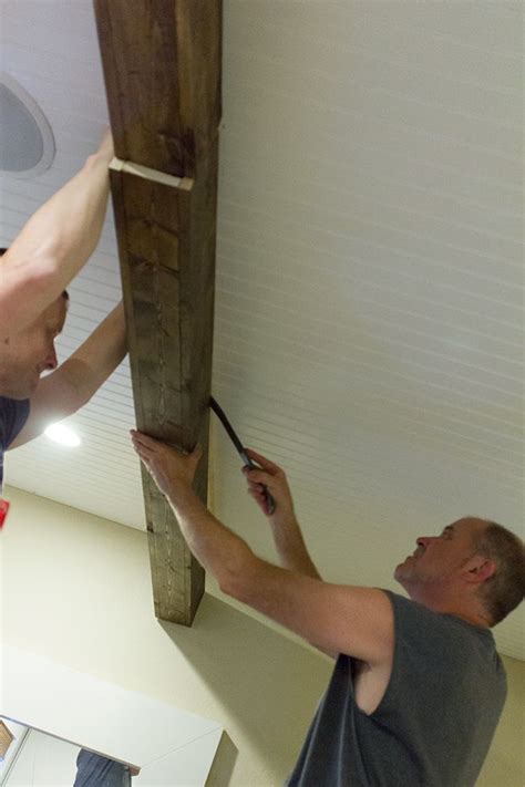 Installing volterra faux wood beams are a great way to enhance any space inside your home. Master Makeover: DIY Wood Beams | Wood beams, Faux beams ...