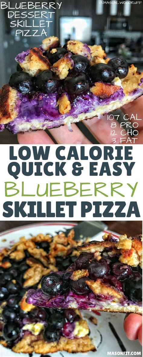 I picked up some blueberries this morning at a good price and decided to give these a try. A low calorie blueberry dessert skillet pizza with 8 grams ...