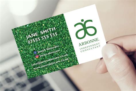 Business cards make the ultimate first impression. Arbonne Glitter Business Cards UK- Style 1 - Presenter ...