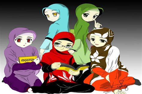 Kartun di sini nggak melulu tentang film kartun seperti doraemon muka orang yang dibuat menjadi sketsa kartun juga bisa lho. Download Gambar Kartun Muslimah 5 Sahabat - Gambar Kartun Muslimah