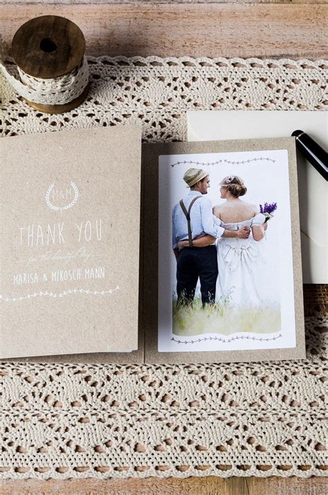 Vintage Danksagung zur Hochzeit im Kraftpapierdesign ...